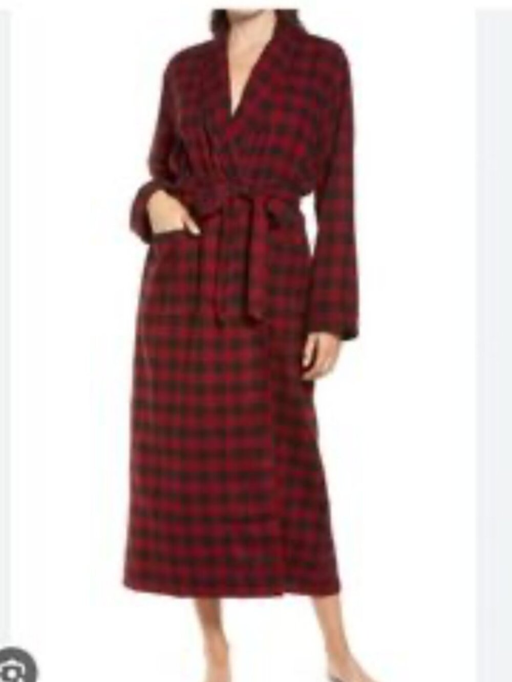 Vintage LL Bean Royal Stewart Tartan Flannel pockets wrap robe size medium
